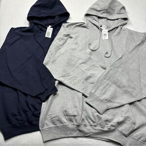 NWT Sportex Mens 4XL Heather Grey + Navy Blue Hoodie Hooded Sweatshirt Bundle